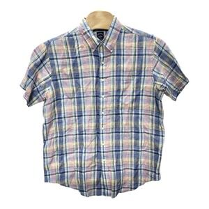 Brooks Brothers Shirt Mens Large Tall Blue Regent Baird McNutt Irish Linen Beach